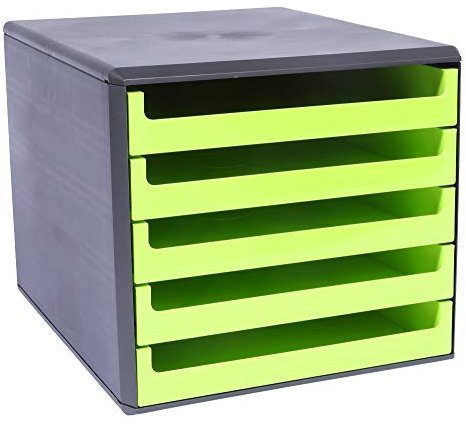 Metzger & Mendle 30057631 Schubladenbox anthrazit mit 5 Schüben in lime-green (grün)
