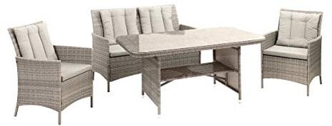 greemotion Lounge-Set Wien, Gartenmöbel-Set aus Polyrattan, inklusive Kissen, Grau, Mittel