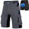 Cycorld MTB Hose-Kurz-Herren-Fahrradhose-Gepolstert, Schnelltrocknende MTB Shorts Radlerhose Atmungsaktiv Radhose Herren Kurz mit Verstellbaren Klettverschlüssen(Grau, XXL)