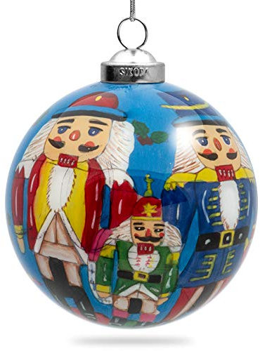 SIKORA K08-15 Nussknacker Glaskugel Weihnachtskugel Innenglasmalerei D: 7,5 cm