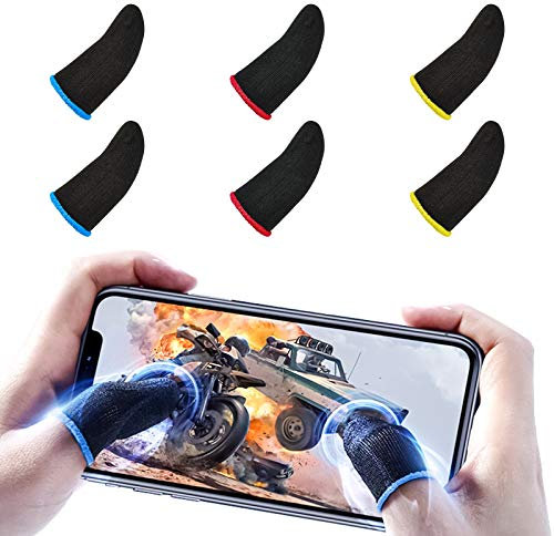 Newseego PUBG Game Finger Sleeve Sets,6 Pcs Touch Screen Daumenhülle mit Leichter&Atmungsaktiver Professioneller Spielfingerabdeckung mit Rutschfester&Schweißfester Oberfläche Hohe Empfindlichkeit