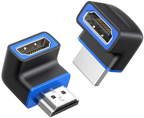 Cable Matters Paquete Combinado de Adaptadores HDMI Planos 8K a 60 Hz / 4K a 120 Hz en ángulo de 270º y 90º con HDR (Adaptador HDMI 8K en ángulo Recto/Adaptador HDMI en ángulo de 90º) en Negro
