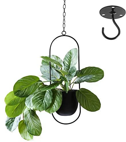 VDYXEW Macetero Colgante de Metal, Maceta Decorativa Colgante de Metal, Color Negro, macetero para Plantas de Interior, Plantas suculentas, Plantas de Aire (1 Unidad)