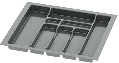 Sossai range-couverts Divio pour tiroirs de 60 cm de large, 53x49 cm – découpable, 8 compartiments, anthracite, bac à couverts de cuisine en plastique robuste