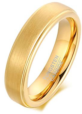 Banemi Zeigefinger Ring Herren, Engagement Rings Couples Wolfram ORO 5mm Simple Hypoallergen Verlobungsringe Freundgeschenk Größe 65 (20.7)