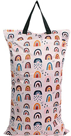 MHwan Wetbag Kindergarten, Wasserdichter Doppelreißverschluss zur getrennten Aufbewahrung Nasser und trockener Kleidung, Nassbeutel Kindergarten Groß, Waschbar, Wiederverwendbare Nasstasche (Pink)