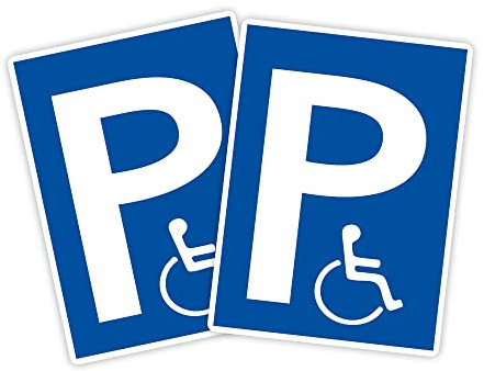 2 cartelli XXL per parcheggio disabili, 30 x 40 cm, in robusto pannello in PVC rigido da 5 mm, parcheggio per sedie a rotelle, solo con carta d'identità con protezione UV di Strobo