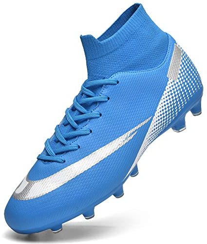 GOGOUP Scarpe da Calcio Uomo FG/AG Professionale Sportivo All'aperto Scarpe da Allenamento Spike Teenager Scarpe da Calcetto Antiscivolo 1-Blu 43 EU