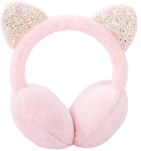 IHCEMIH Ohrenschützer Damen Ohrenschützer Winterzubehör Flauschig Plüsch Einstellbar Erwachsene Outdoor Thermo-Ohrenwärmer Skifahren Laufen Ohren Schutz vor Wind Kalt Modisches für Mädchen Rosa