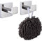 LATRAT Ganchos para toallas, percheros, percheros, acero inoxidable, para baño, perchero, gancho de pared, soporte de pared, cepillado, cuadrado, para baño, cocina, cromo pulido, 2 unidades