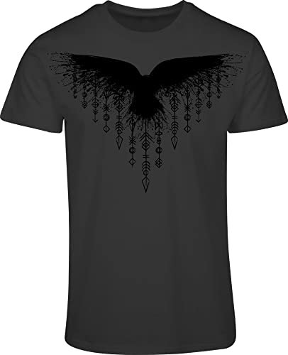 Wikinger Shirt Herren : Runenrabe - Rabe T-Shirt Wikinger Geschenke für Männer - Wikinger Kleidung (XL)