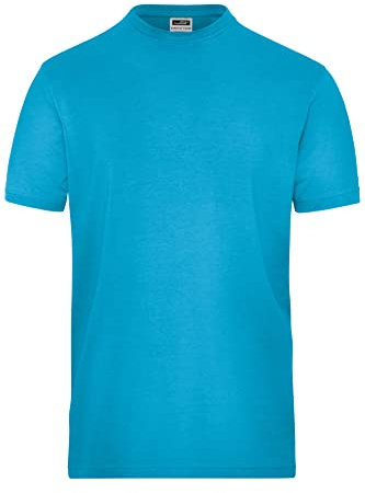 James & Nicholson Herren Bio Workwear-T Stretch - Elastisches T-Shirt aus Single-Jersey | Farbe: turquoise | Grösse: 5XL
