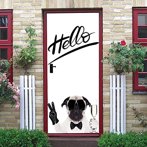 3D Türaufkleber Selbstklebendes Türposter - Tierischer Hund 95 X 210 Cm - Fototapete Türfolie Poster Tapete - Abnehmbar Türposter Fototapete Holzwand Türaufkleber Wandbild Für Tür, Wohnzimmer,