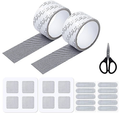 ZOCONE 2 Stück Bildschirm Reparatur Band Fliegengitter Reparatur Set Fliegengitter Reparaturband Mit Schere Bildschirme Und Fenster Tape Für Patching Löcher Und Tear Zu Verhindern (Dunkelgrau)