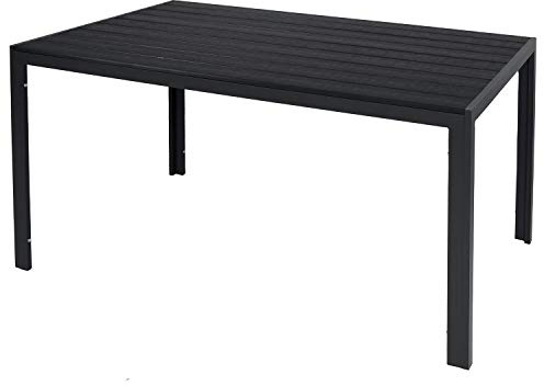 INDA-Exclusiv Aluminium Gartentisch Esstisch Gartenmöbel Tischplatte aus WPC Holzimitat wetterfest anthrazit/schwarz 150x80x74cm