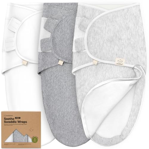 3er-Pack Pucksack Baby 0-3 Monate mit Reißverschluss - Bio-Baumwolle Baby Wickeltücher für Neugeborene, Mädchen, Jungen, Weicher und Strapazierfähiger Swaddle zum einfachen Windelwechseln (Cloud)