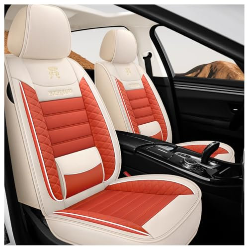 DTGPRO Auto Sitzbezug Set passend für Peugeot 307 206 308 407 3008 508 5008 2008 4007 4008 205 207 301 306 405 406 607 Porsche Cayenne Macan Passend für Autositzbezüge / Orange Farbe