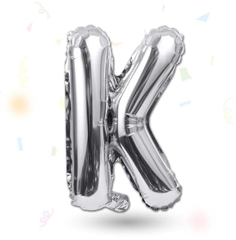 FUNXGO Folienballon Buchstaben silber K - Buchstaben Luftballon Klein K - ca. 40cm Nur Luftfüllung - Ideal für Geburtstag, Hochzeit & Party Deko - Ballon Buchstabe K silber