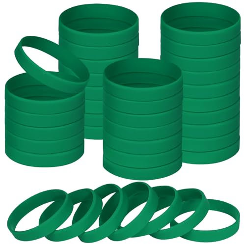 NAHRMY Silikon Armbänder Mehrere Farben Gummiarmbänder Sport Gummi Armband Silikonarmbänder Silicone Wristband für Männer Frauen Sport Party Dekoration Kleine Geschenke (Grün)