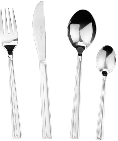 KARL HAUSMANN Besteck Set 6 Personen, 24 teilig Edelstahl Besteckset - Essbesteck mit Messer Gabel Löffel und Teelöffel, Hochglanz poliert, Spülmaschinenfest, Besteck Set für Alltag