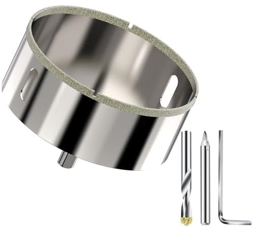 100mm Hole Saw Diamond Drill Bit with carbide Pilot Bit - Ideal Hole Cutter for Tile, Ceramic, Porcelain, Brick, Stone, Glass, Marble and Granite