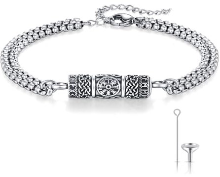REDSUN Viking Asche Armband 925 Sterling Splitter Keltische Knoten Urnen Armband Nordische Wikinger Runen Amulett Vintage Armband Einäscherung Asche Wikinger Schmuck Geschenke für Frauen