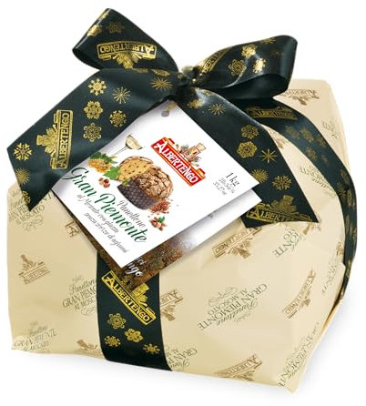 ALBERTENGO - Seit 1905 - Panettone Gran Piemonte al Moscato - 1 kg - Mit Mandel- und Haselnuss-Glasur aus dem Piemont