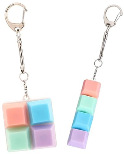 2Pcs Toy Fidget Keychain, Keyboard Fidget Toy, Fidget Keyboard Sensory Toys with To Relief Stress,4 Button Finger Toys for Students Teens Relieving Stress with Adult to Relief Stress Pass the Time