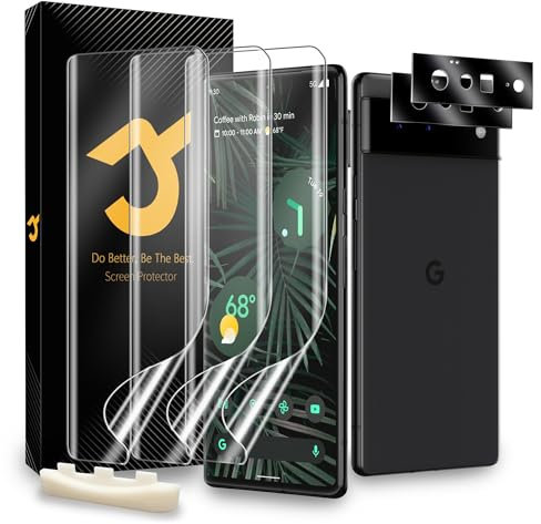 JZG 3+2 Stück für Google Pixel 6 Pro Schutzfolie, 3 Stück Selbstheilende EPU-Folie, 2 Stück Kameraschutz, Fingerabdruck-ID unterstützen, Anti-Kratzer, HD Klar Pixel 6 Pro Displayschutz
