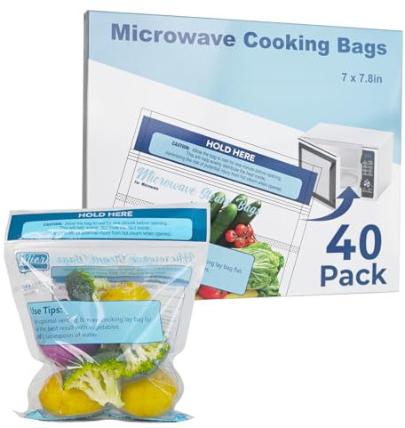 40 Pack Microwave Steamer Bag - Steam Food Storage Bags Steam Cooking Bag Microwave Steam Bags for Food Vegetables Potatoes and Meat Microwave and Freezer Safe