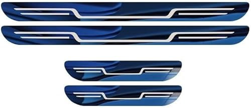 KLBHD 4pcs Stainless Steel Door Sill Protector Strips for Toyota Yaris Cross (XP210) 2020-2025, Guard Kick Plates Scuff Threshold Plate Trim Cover, Kick Plates Accessories, Welcome Pedal,Blue