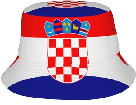 PHAYAH Republik Kroatien Flagge Muster Bucket Hats Sonnenhüte für Männer Frauen geeignet Angeln Schutz Haare Wandern Camping Schwarz