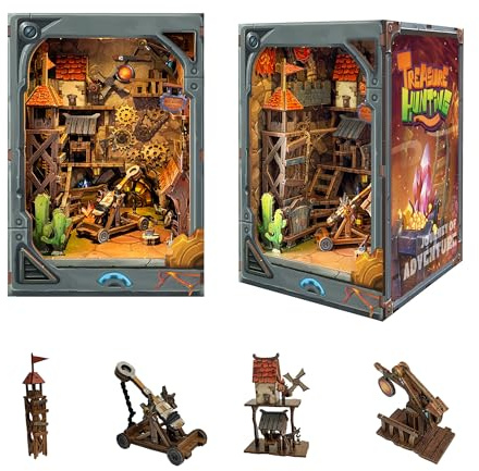 STRUCWOOD Miniatur-Bücher-Set, Basteln für Erwachsene, Teenager, 3D-Modell, Puppenhaus-Bücherregal-Einsatz, Dekoration, Geschenk für Familie, Freunde, Bergbauzone Fortress (SQ-40)