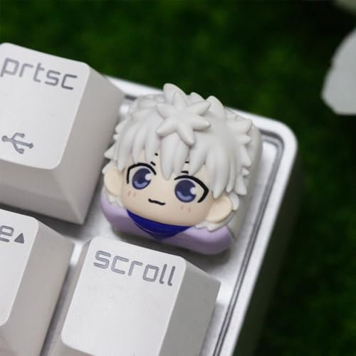 YLEAFUN Killua Zoldyck Keycaps Anime Esc Custom Keycaps Résine Anime Figure Capuchons de touches personnalisés pour commutateurs MX Clavier mécanique