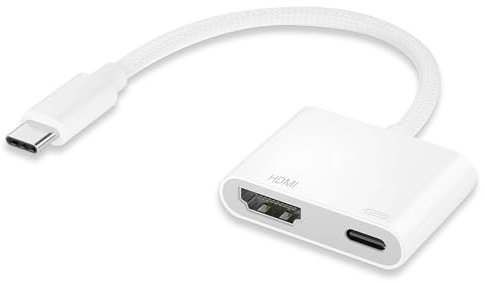 USB C to HDMI Adapter [2-in-1] Type-C to HDMI 1080P 4K Converter with Charging,HDMI Cable Digital AV Adapter Connector Sync Screen, Compatible for i-Phone 15 Pro Max/Plus,MacBook/iPad Pro/Galaxy(100W)