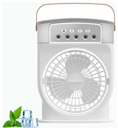 Nuvabreeze — 3-in-1 Mini Ac Fan, Nuvabreeze Portable Fan, Portable Air Conditioner, Mini Air Cooler, USB Desk Fan, Personal Evaporative Cooler with 7 Colors LED Light, 3 Wind Speed & Timer