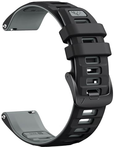NotoCity für Garmin Venu 3/2 Armband, 22mm für Garmin Forerunner 255/265, Vivoactive 4 Armband, Uhrenarmband Silikon für Huawei Watch GT5/GT4/GT3/GT2 46MM für Damen Herren(Schwarz/Grau)