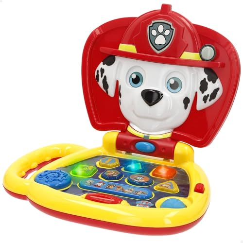 COLORBABY Pat' Patrouille Marshall Mon Premier Ordinateur avec Boutons dynamiques, Licence Officielle, Ordinateur interactif, poignée de Transport intégrée, Jouets interactifs en Anglais, Jeux pour