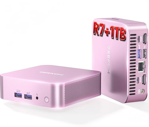 GEEKOM A6 Aurora Edition Mini PC con AMD Ryzen 7 6800H,1TB SSD,16GB DDR5 | ,LAN 2.5G,Slot SD,Windows 11 Pro,USB 4.0,Compact Aluminum Design