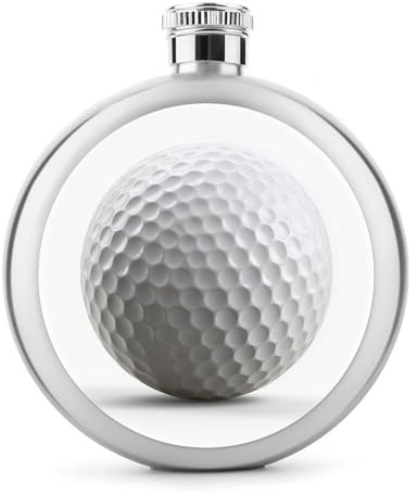 Flasque simple en acier inoxydable avec balle de golf blanche pour liqueur, bouteille à vin portable pour boisson, 140 ml