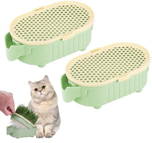 Hejo 2 Stück Katzengras Schale, Hydroponik Pflanzschalen für Katzengras | Katzenminze Pflanzkasten für Anfänger, Katzengras für Indoor-Katzen, Wiederverwendbare Anzuchtschale für Home Office Garten