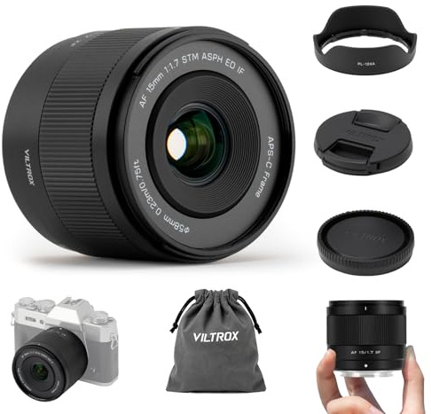VILTROX 15mm F1.7 Air XF Obiettivo Automatica per Fuji Fotocamera Lenti | Attacco XF Grandangolari a Grande Apertura per Sensori APS-C Lenses Compatibili con Fuji X-T30II X-T30 X-T200 X-T3 X-T1
