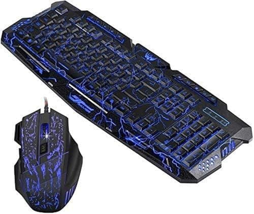 XIUNYIE Teclado USB con Cable Retroiluminado LED Luces de Colores Ratón Gaming 7 Botones Kit Teclado y Ratón Juego PC Ordenador