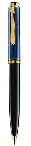 Pelikan Souverän K800 Drehkugelschreiber, Schwarz-Blau, 24-Karat vergoldete Elemente, Geschenk-Etui