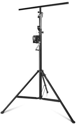 Adam Hall Stands SWU 400 T - Wind up Kurbelstativ mit Traverse, inkl. Traverse, Belastbarkeit bis zu 85 kg, schwarz