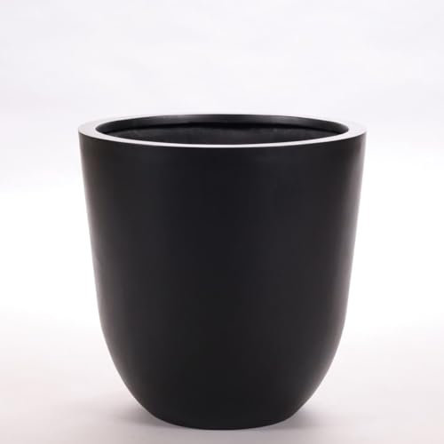 Pflanzkübel Fiberglas, rund konisch D50xH50cm elegant schwarz-matt.