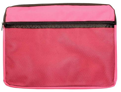 Cathedral Products | A4 Canvas Document Bag with Zip and Outer Mesh Pocket - Pink