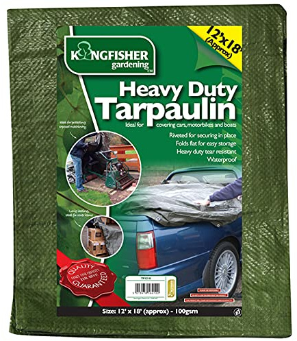 Kingfisher TP1218 12 Foot x 18 Foot 100 GSM Heavy Duty Tarpaulin - Dark Green