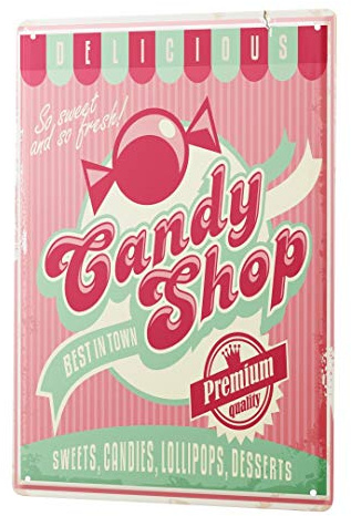 Blechschild Vintage Retro Metallschild Wandschild Blech Poster Fun Candy Shop