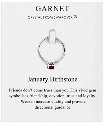 Philip Jones Januar (Granat) Verstellbarer Geburtssteinring mit Zircondia®-Kristallen